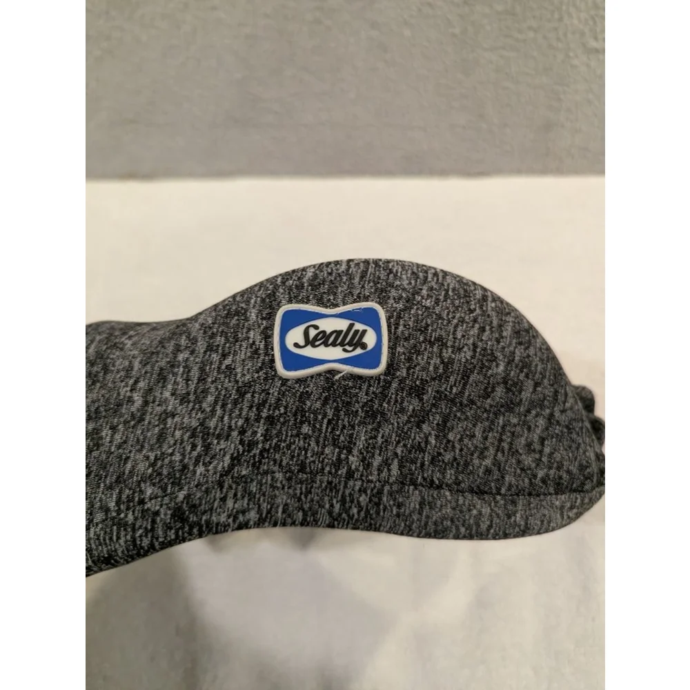 Sealy Gray & Black Travel Neck Pillow Snap Closure Removable Cover